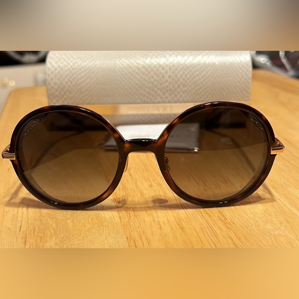 Jimmy Choo Women’s round tortoise and gold sunglasses